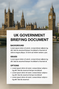 briefing document, lobbying the UK government, UK government liaison