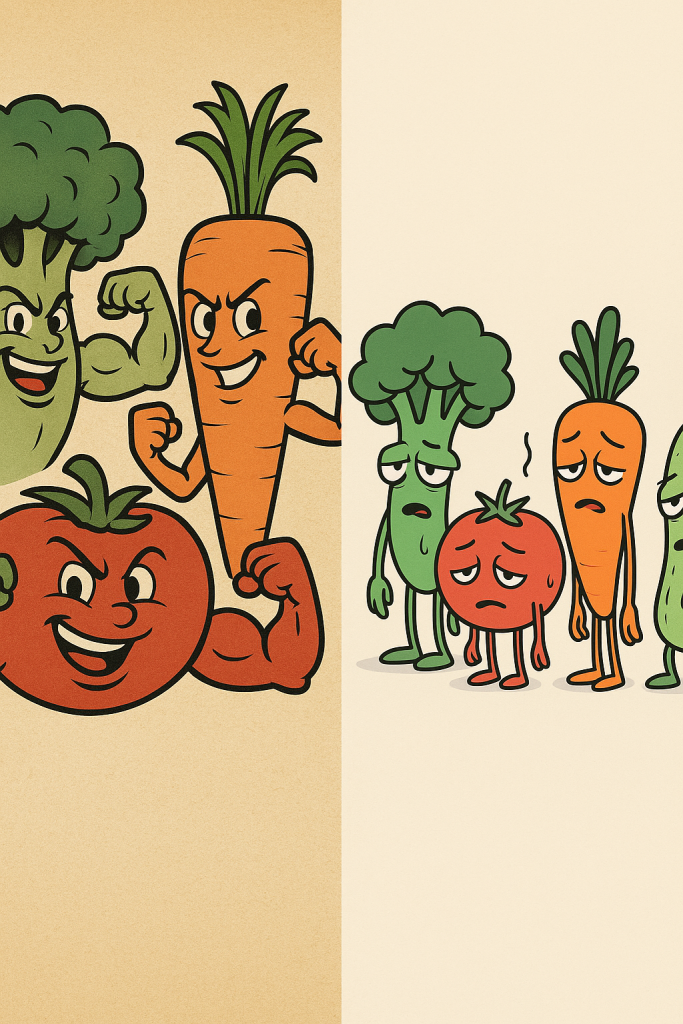food nutrient deficit, 1950s food was more nutritious than 2025
