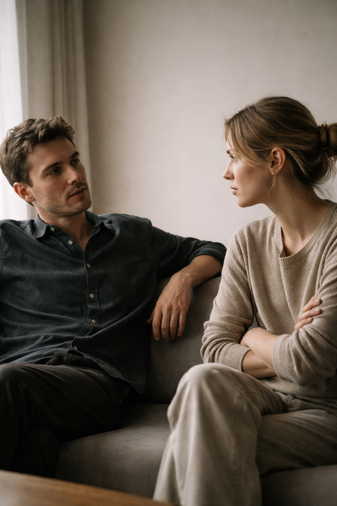 Subtle social tension where one person attempts to undermine another through conversation