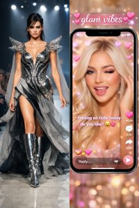 Contrast between a professional runway model and a social media wannabe