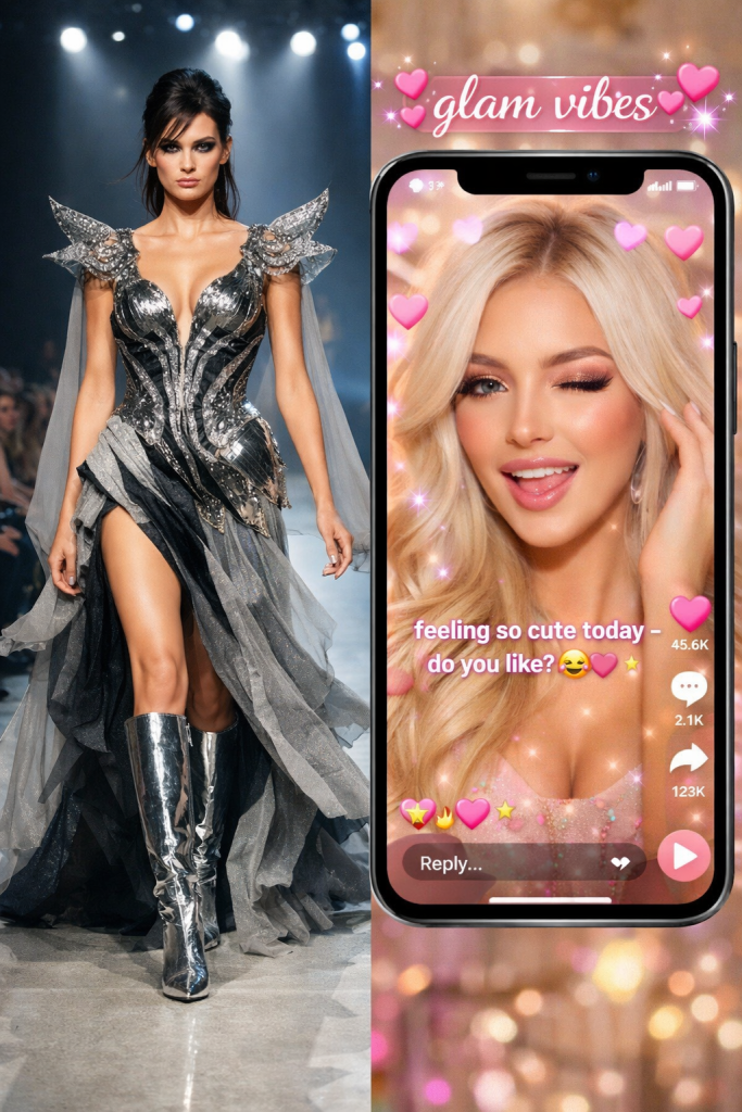 Contrast between a professional runway model and a social media wannabe