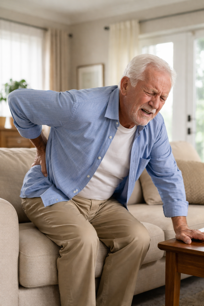 elderly person in pain