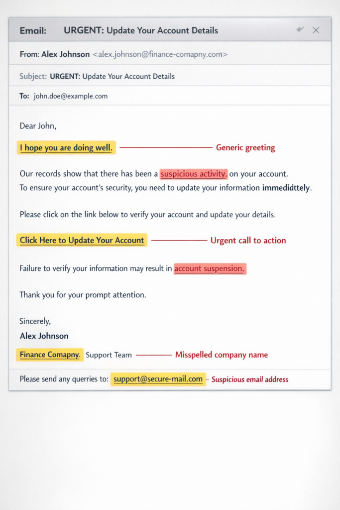 Suspicious email disguised as legitimate