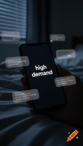 Smartphone showing AI outage message with unread chat bubbles symbolising interrupted emotional support Attribution: Craiyon